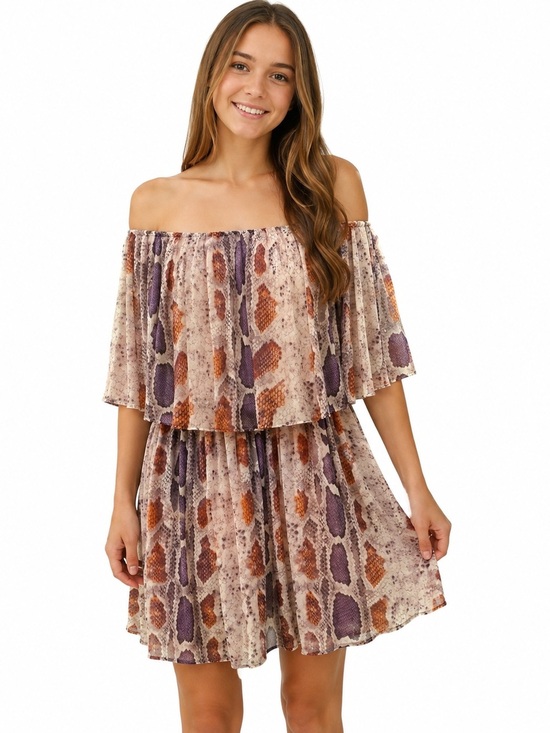 By Together Dresses & Skirts - By Together Snakeskin Strappy Tiered Mini Dress Sz Large NWT Fall Festival Event